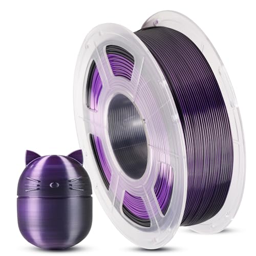 ANYCUBIC Silk PLA Filament 1.75mm 1KG, Shiny Silk Gradient Dual-Color PLA Filament, Multicolor Material for 3D Printer, Dimensional Accuracy +/- 0.03 mm, Dimensional Accuracy +/- 0.03 mm-Black Purple
