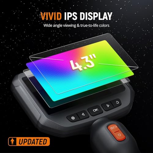 DEPSTECH Endoskopkamera mit Licht, 1080P Dual Lens Inspektionskamera mit 4,3 Zoll IPS Bildschirm,...