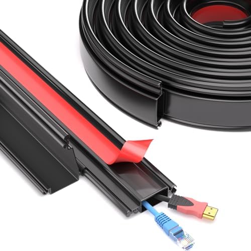 ESUFEIR 1M Black Rubber Cable Trunking for Wall Mounted Tv,Wire Cover