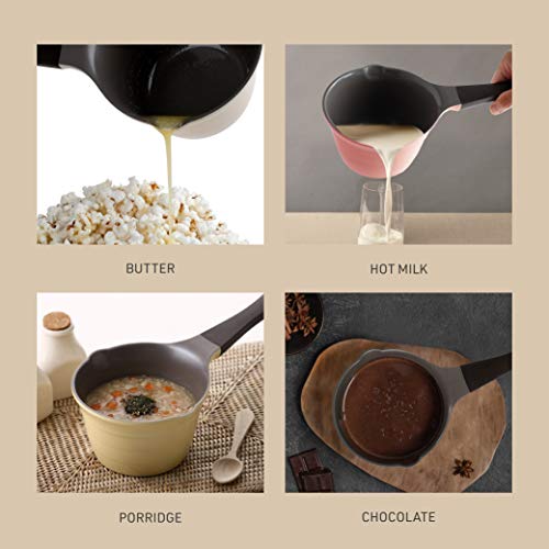 Neoflam 51405 1qt Saucepan Butter Warmer Milk Boiling|Melting Pot, Ecolon Healthy Ceramic Nonstick Coating PFOA-Free, 2 Pour Spouts, Lightweight, Pink 3 Gallery Image