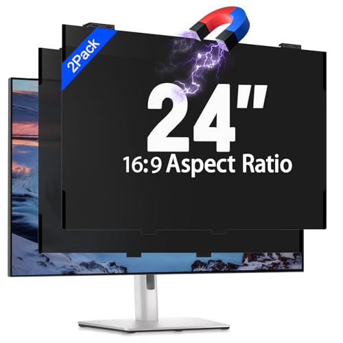 JEAPKA 2 Pack 24 Inch Magnetic Computer Privacy Screen Filter for Monitor 16:9 Aspect Ratio, Removable Hanging Privacy Screen Shield, Anti Blue Light Filter, Anti-Glare Protector