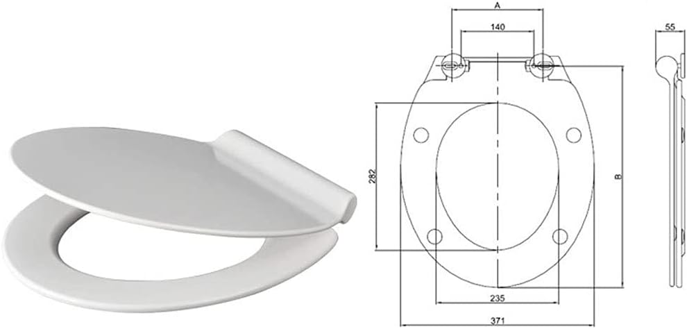 Toilet Lid- Elongated White Seat, with Grip Tight Bumpers, Quiet-Close, Quick-Release Hinges