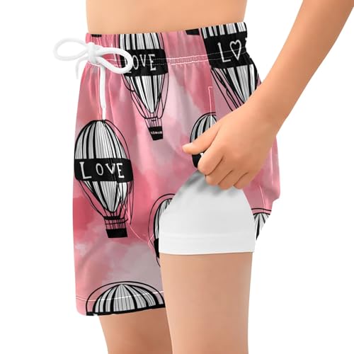 Toddler Boys Swimwear Swim Trunks with Compression Liner 4T Hot Air Balloon Love2