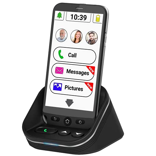 Amplicomms M50 Téléphone portable à gros bouton pour personnes âgées - Smartphone pour personnes âgées - Téléphone portable simple avec station de charge - Téléphone portable grand écran Cover
