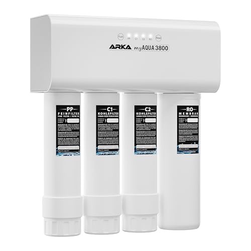 Osmoseanlage 3800 l/Tag – ARKA myAQUA 3800 – entfernt 99 % Schadstoffe, Salze & Bakterien – Wasserfilter & Enthärtungsanlage – smartes Komplettset für Haushalt & Aquarium – LED-Wechselanzeige