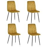 Un pack de 4 confortables y funcionales sillas de diseño con costuras pespunteadas en forma de rombos, con un agradable relleno de foam de 200 gramos y las patas cónicas están realizadas con estructura tubular redonda de hierro, lacado de color negro.