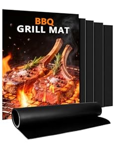 BBQ Grillmatte für Gasgrill, 5er Set Grillmatten Teflon Grillplatte, Antihaft Grill Matte Backmatte (50 * 40CM), Wiederverwendbar Grill Matten für Gasgrill, Verbesserter Backpapier PFOA-Fre