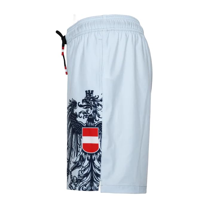 Hoamatkult Badehose Österreich Adler – schnelltrocknend, 4-Wege-Stretch, wasserabweisend, elastischer Bund mit Kordelzug, Herren Sommer Shorts