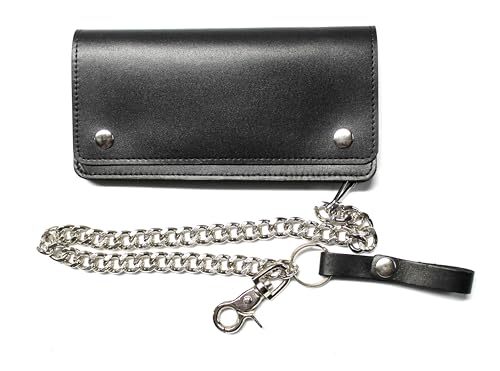 Trucker Wallet Premium Leather with 18 inch Chain (Black)