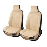 SCOMEE Linen Car Seat Covers Breathable Cloth Fabric Front Seat Protectors Automotive seat Covers Universal Fit for Most Cars Vans SUVs and Trucks（Beige，2PCS）