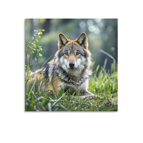 Toile murale abstraite de loup pour habiller un grand mur blanc sans cadre