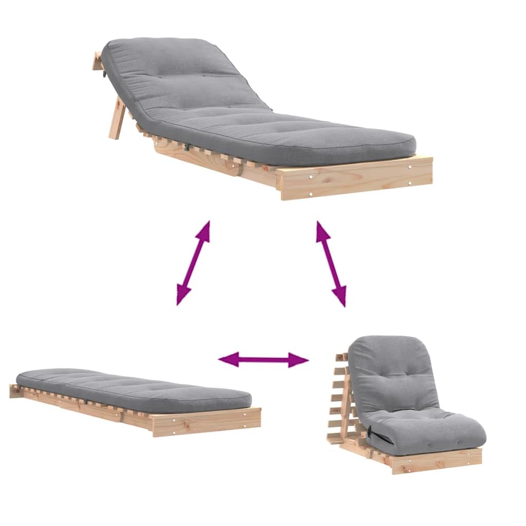 VidaXL Canapé-lit Futon Avec Matelas 70x206x11 cm en Bois Massif de Pin - Style Japonais