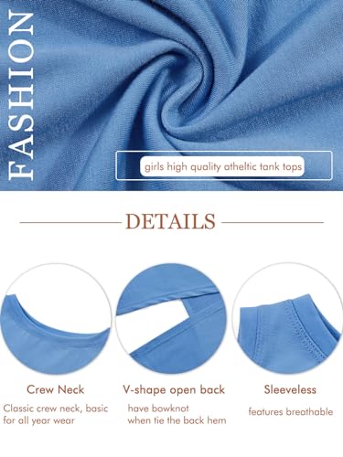 Image of Haloumoning Girls Athletic Tank Tops Open Tie Back Sleeveless Workout Running Tennis Sports Shirts 5-14Years