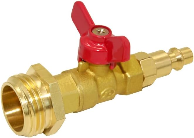 Joywayus Brass Winterize Blowout Adapter Kit 1/4" Male Quick Connect to 3/4" Male GHT Thread with Ball Valve and 3/4" GHT Female Fitting