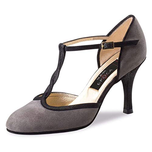 Chaussures de danse en daim gris Josefina talon 8 cm raffinement italien