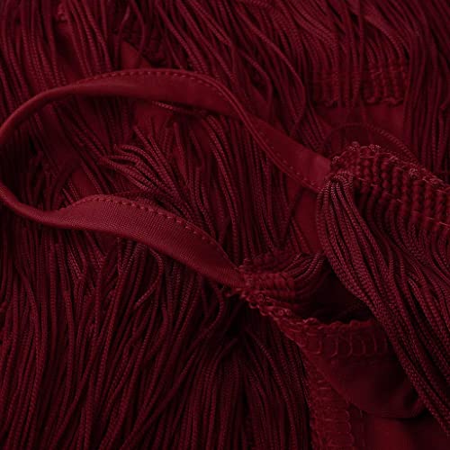 Image of Women 1920s Gatsby Flapper Dress Sexy Open Back Strap Fringed Cocktail Party Dress with 20s Accessories