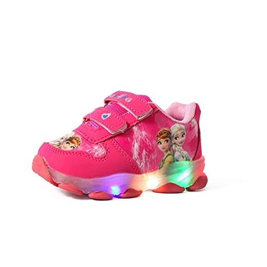 Barn Lysande Skor, Barn Led Light Skor, Elsa Skor, Flickor Blinkande Skor, Tjejljus Sneakers Velcroes (Color : Rose Red, Size : 29)