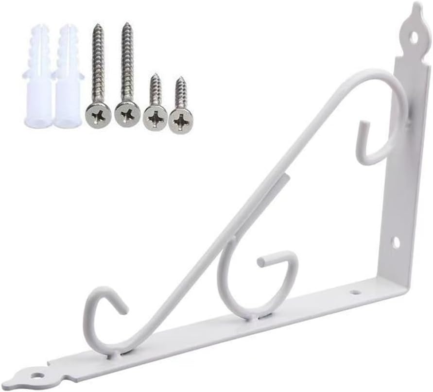 Shelf Brackets,2 Pieces Bracket Wall Mounted Metallic Shelf partition 3mm 90 Degree Right Angle Floating Brackets (250×164mm,Black) ( Color : White , Size : 200x126mm ) ( Color : White , Size : 200x12