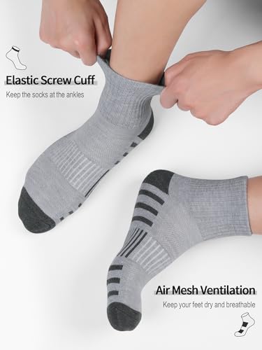 Image of Airacker Athletic Quarter Socks with Cushion Running Ankle Socks for Men Women 6 Pairs