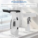 Window Vac, Cordless Window Vacuum Cleaner, Rechargeable Window Cleaner with 500ML Water Tank & Spray Bottle, Streak-Free Cleaning, 30 Mins Working Time, Suitable for Windows, Tiles, Mirrors, Showers - Image 6