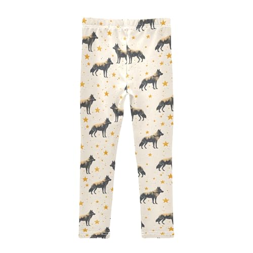 Retro Wolf Prints Girls Leggings Soft Comfortable Athletic Leggings Dancing Pants for 4-10 Years2