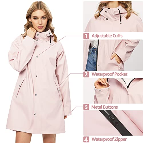 UNIQUEBELLA Upgrade Damen Regenjacke Wasserdicht Regenmantel Winddicht Wetterfest Übergangsjacke Mit Kapuze Mantel Jacke Outdoor
