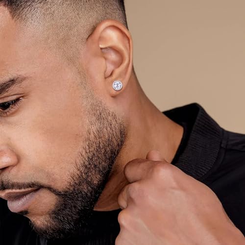 Moissanite Earrings Studs for Women, Round Cut D Color VVS1 Clarity Lab Created Moissanite Studs Earrings for Men S925 Sterling Silver Plated with 18k White Gold Jewelry4