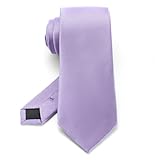 Junmaxroad Lilac Lavender Ties For Men Solid Color Formal Neckties 3.15