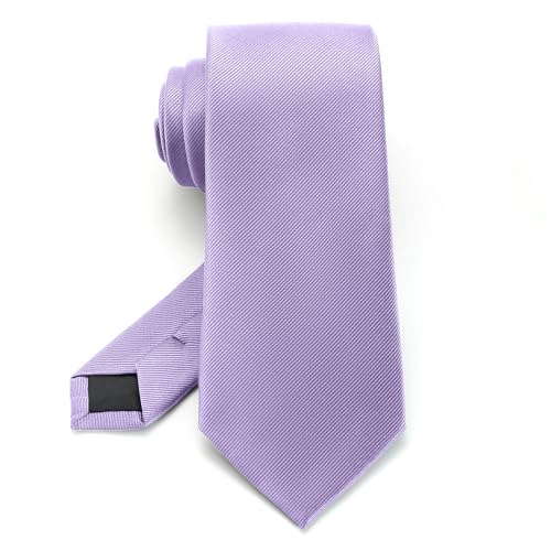 Junmaxroad Lilac Lavender Ties For Men Solid Color Formal Neckties 3.15