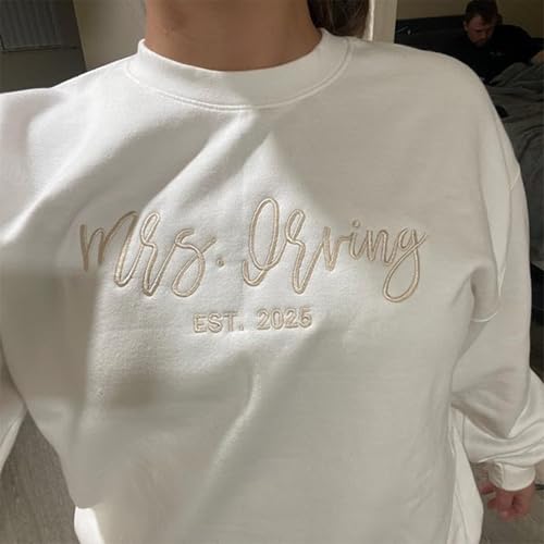 Custom Embroidered Mrs. Sweatshirts, Embroidered Bride Sweatshirt, Future Mrs Hoodie, Customized Bachelorette Party Gift, Wedding Gifts, Honeymoon Sweatshirts, Engagement Gifts2