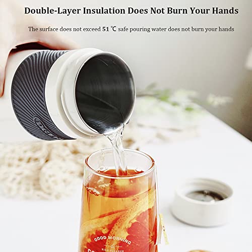 Chaleira elétrica portátil para viagem, 350 ml de água fervente rápida desligamento automático com f