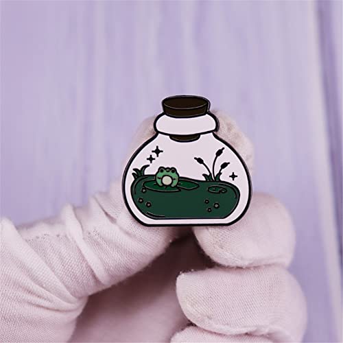 Cute Animal Frog Enamel Pin Cartoon Pond Bottle Brooch Lapel Pin Badges Backpack Clothes Accessories Jewelry Gifts for Friends Children2