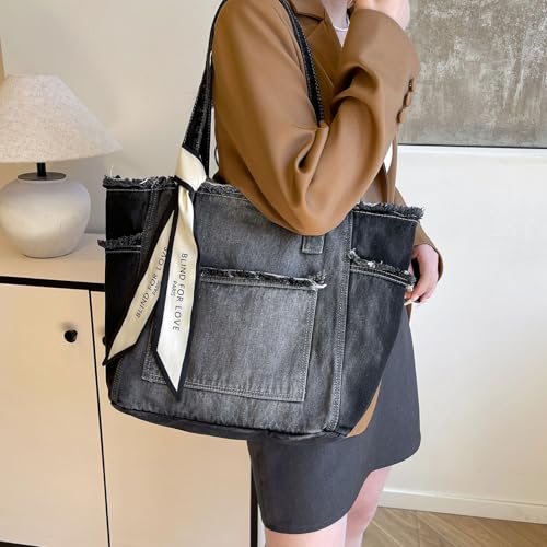 Denim Hobo Shoulder Bag Casual Stachel Bag Handbag Travel Daypacks2