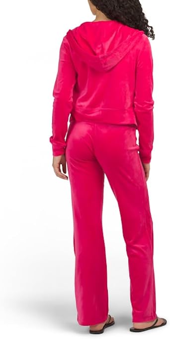 Juicy Couture Velour Track Jacket and Pants 2 Piece Set with Rhinestone Hearts