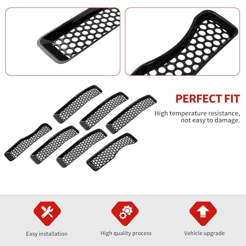 Image of 7PCS Mesh Grille Inserts Fit for Jeep Wrangler JL Sport /Sport S 2018-2024 (Gloss Black)