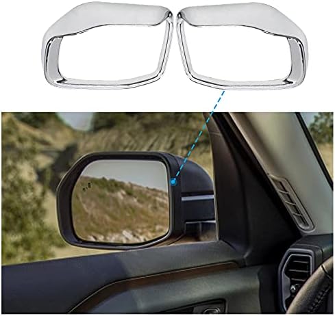 Bronco Side Mirror Rain Cover Mirror Rain Visor Smoke Guard for Bronco 2021 2 Pcs (Silver plating)