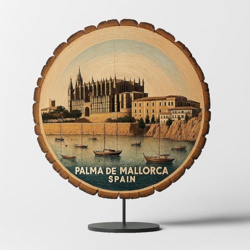 Palma De Mallorca - Placa de madera para pared o mesa, recuerdo español vintage para coleccionistas de platos y amantes de los viajes, regalo decorativo rústico