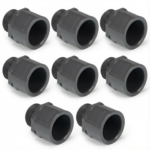 Image of 8 Pcs 1 Inch PVC Pipe Fitting Male Adapter Schedule 80 Socket x Npt Compatible with 836 Series Heavy Duty Industrial Grade Corrosion Resistant Plumbing Irrigation Connector for Water