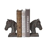 Braxio Horse Bookends Vintage Decor - Set of 2 Antique Rust Finished Horse Head Book Ends for Shelves Desk Office Decor Gifts 5.3 x 3.7 x 7 Inches