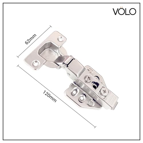 Image of VOLO Cabinet Hinges, Set of 1 (2 Pieces) for Furniture, Wardrobes, Doors, and Storage Units | (3D Soft Close (Mild Steel), 8 Crank | Half Overlay)