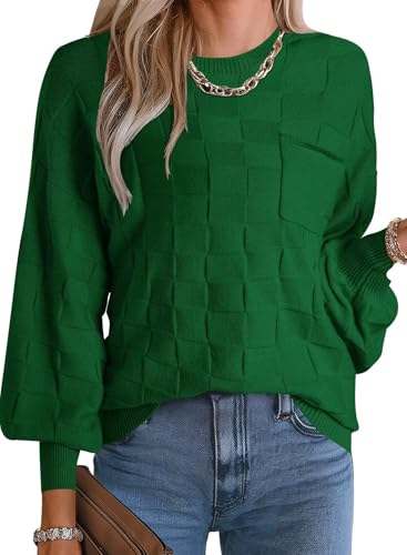 FEKOAFE Womens Knit Pullover with Plaid Patchwork