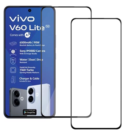 Image of amazon basics Tempered Glass Screen Protector Compatible with Vivo V60 Lite 5G Transparent Protective Film [Clear HD] - Pack of 2