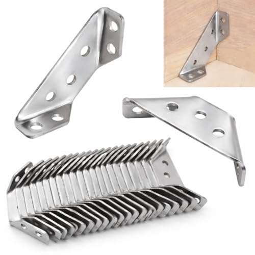 Image of Volo L & Triangle Angle Bracket for Reinforcing Chairs /Tables - Zinc-Plated Shelf, Furniture, Cabinet, Wood, Wall & Corner Supports (1x1 Inch & 1.5 Inch) (4, Triangle Brackets (1.5 Inch))
