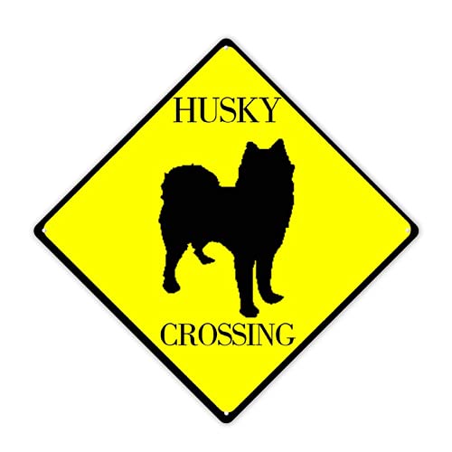 Panneau Husky Crossing en métal rouillé déco de jardin extérieur résistant aux intempéries