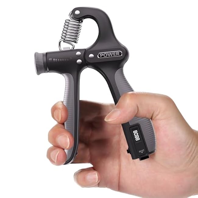 Grip Strength Trainer - Digital Forearm Exerciser for Strengths Building and Injury Recovery with Adjustable Resistance, Hand Gripper for Gym, Home, Travel, Abs Black, Portable 11 130 Lbs