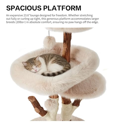 Árbol para Gatos Grande de Madera Natural 44 pulgadas miniatura 5