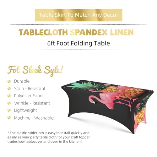 Nappe ananas et flamants roses lavable et extensible pour table de 1,8 m