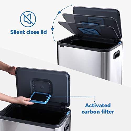 Caneca de basura rectangular acero inoxidable 50 litros miniatura 4