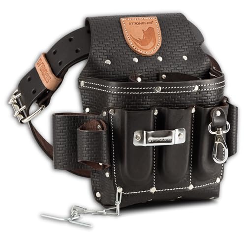 STRONGLAD Leather Tool Pouch, Belts for Men and Women, Electricians, Drywall Utility Work Bag, Carpenters Construction Toolbelt, Carpenter Tool Belt, Pocket Tool Organizer, Electrician Apron, ECR3