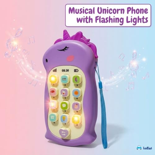 Image of FunBlast Cartoon Musical Mobile Phone for Kids, Mobile with Light & Sound Toys for Babies | Educational Toys for Kids 3+ Years /Boys /Girls-1 Unit (Uni-Purple)